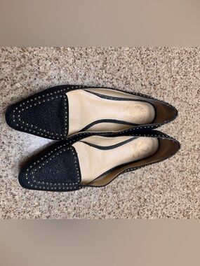 VC Black Studded Pointed-Toe Women's Flats